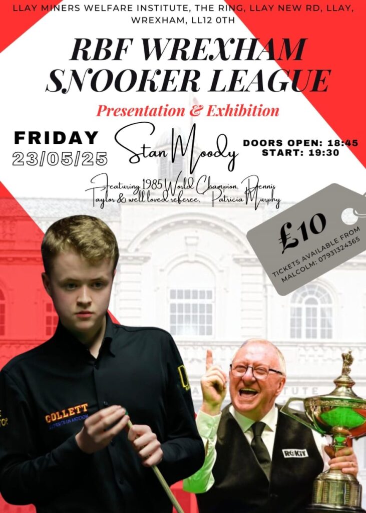 Stan Moody Live at the RBF Wrexham Snooker League